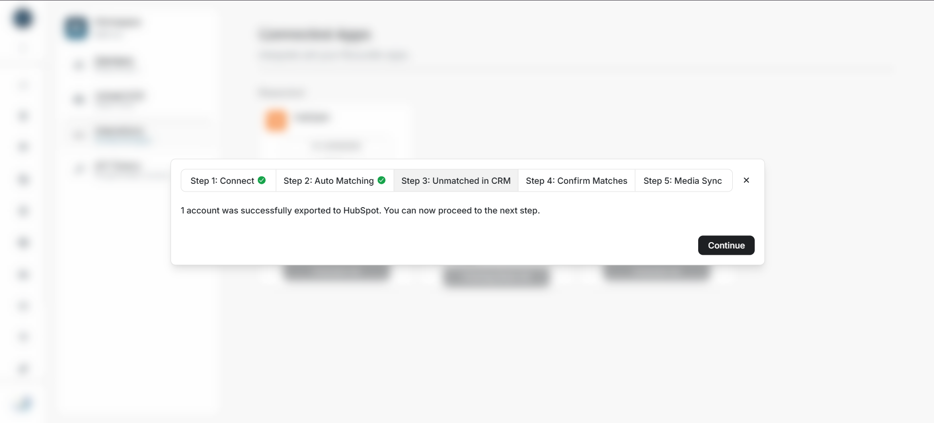 Create in HubSpot success