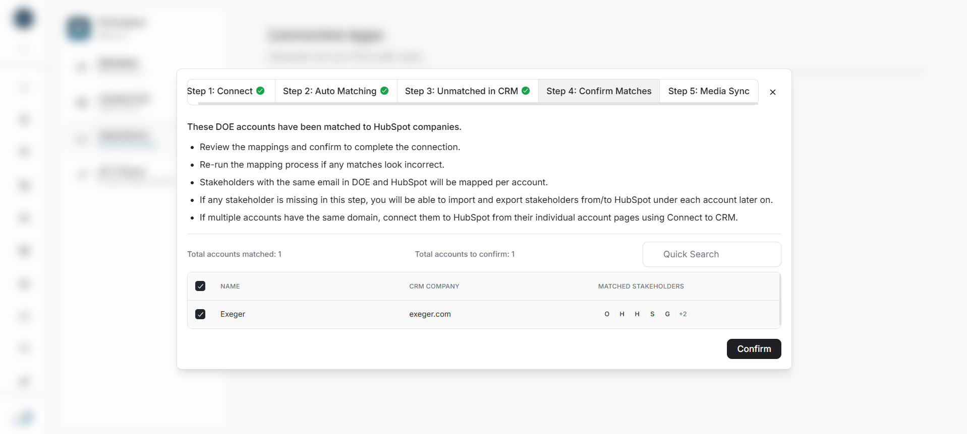 Confirm HubSpot matches