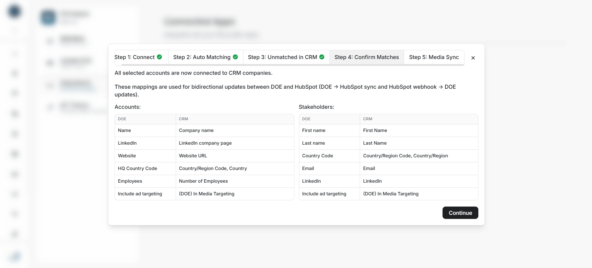Review HubSpot field mapping