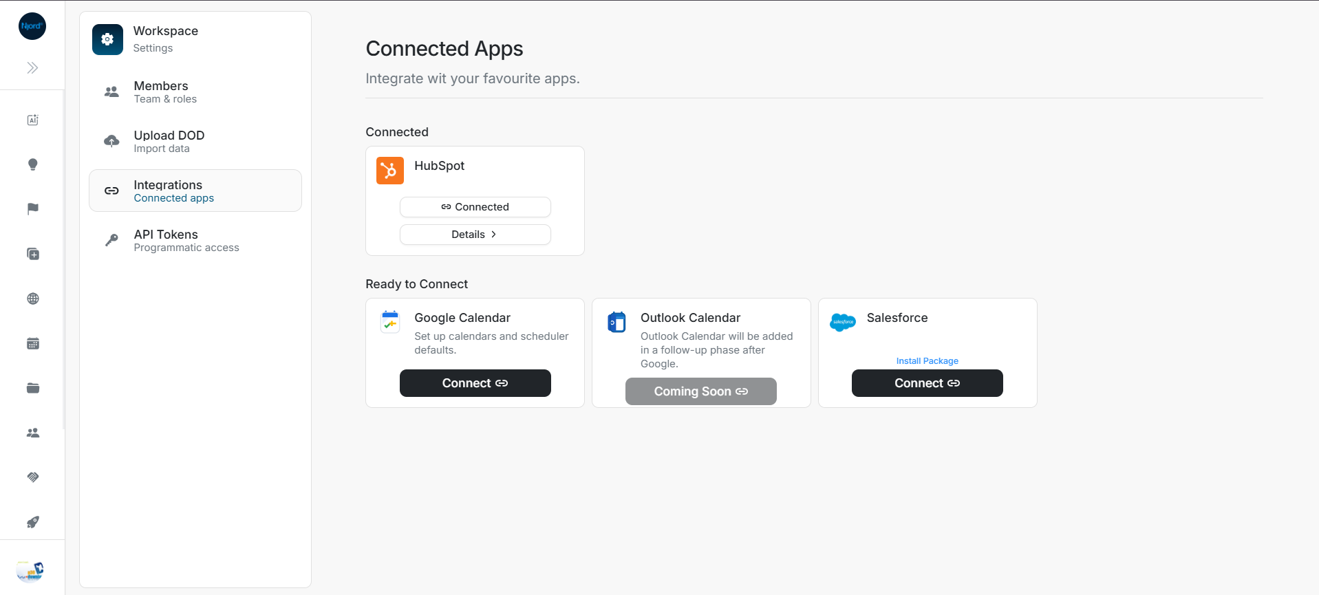 HubSpot connected card
