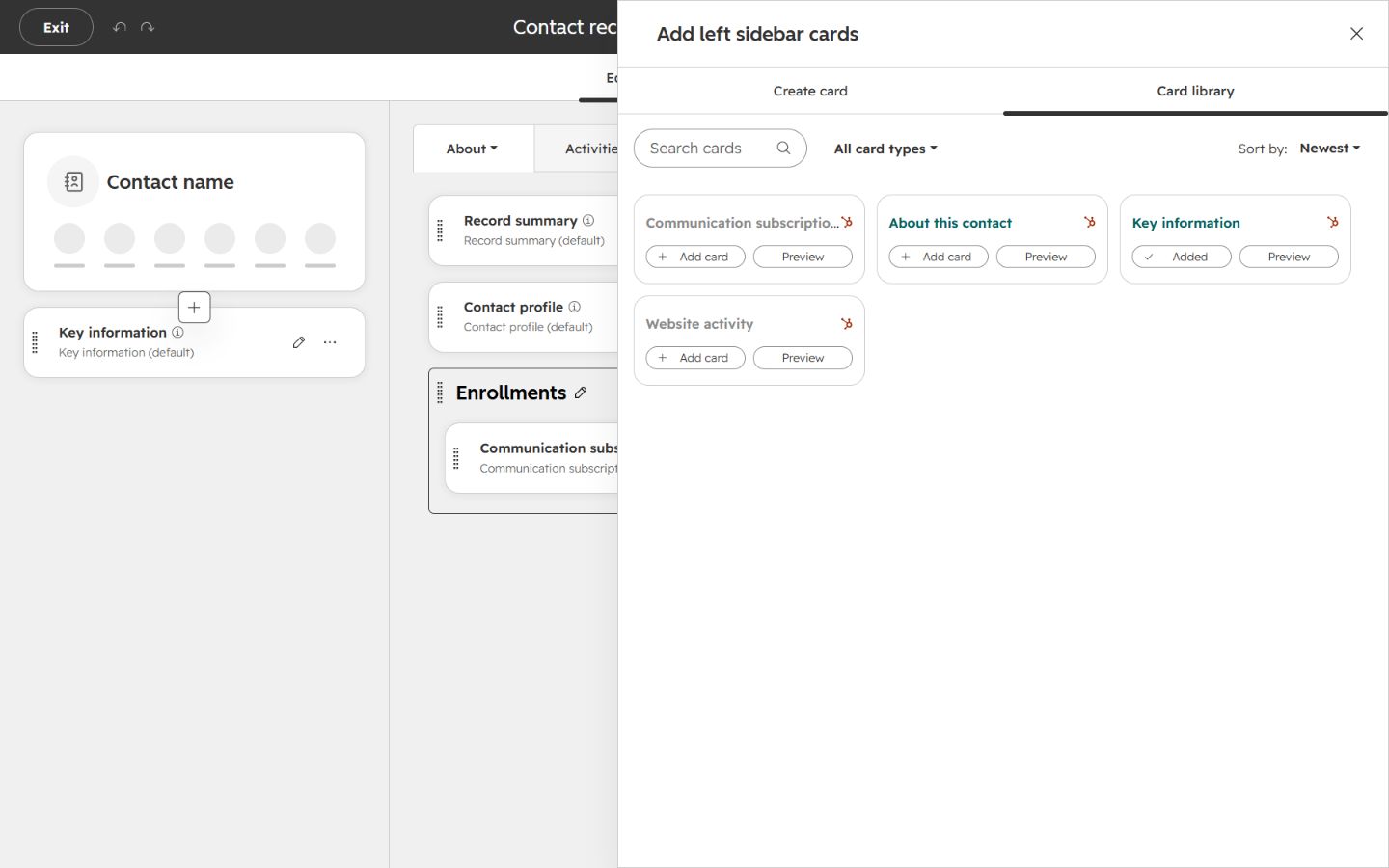 HubSpot Card library