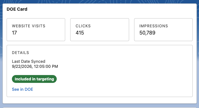 Salesforce DOE Account widget