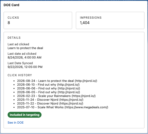 Salesforce DOE Contact widget