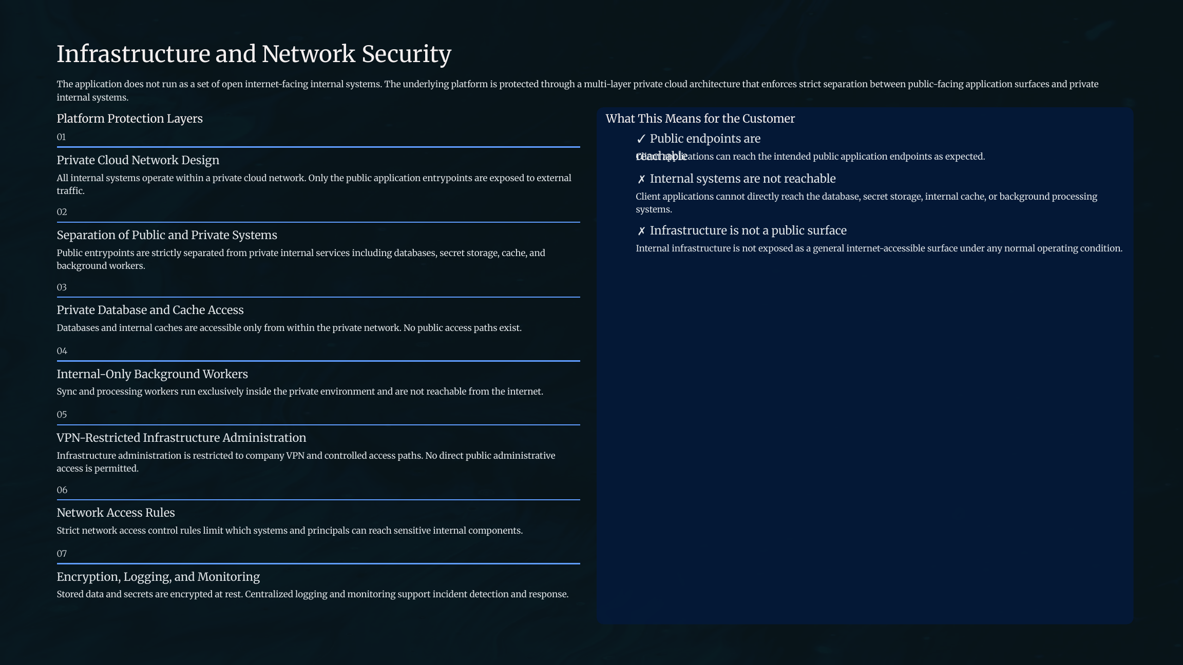 Salesforce infrastructure and network security