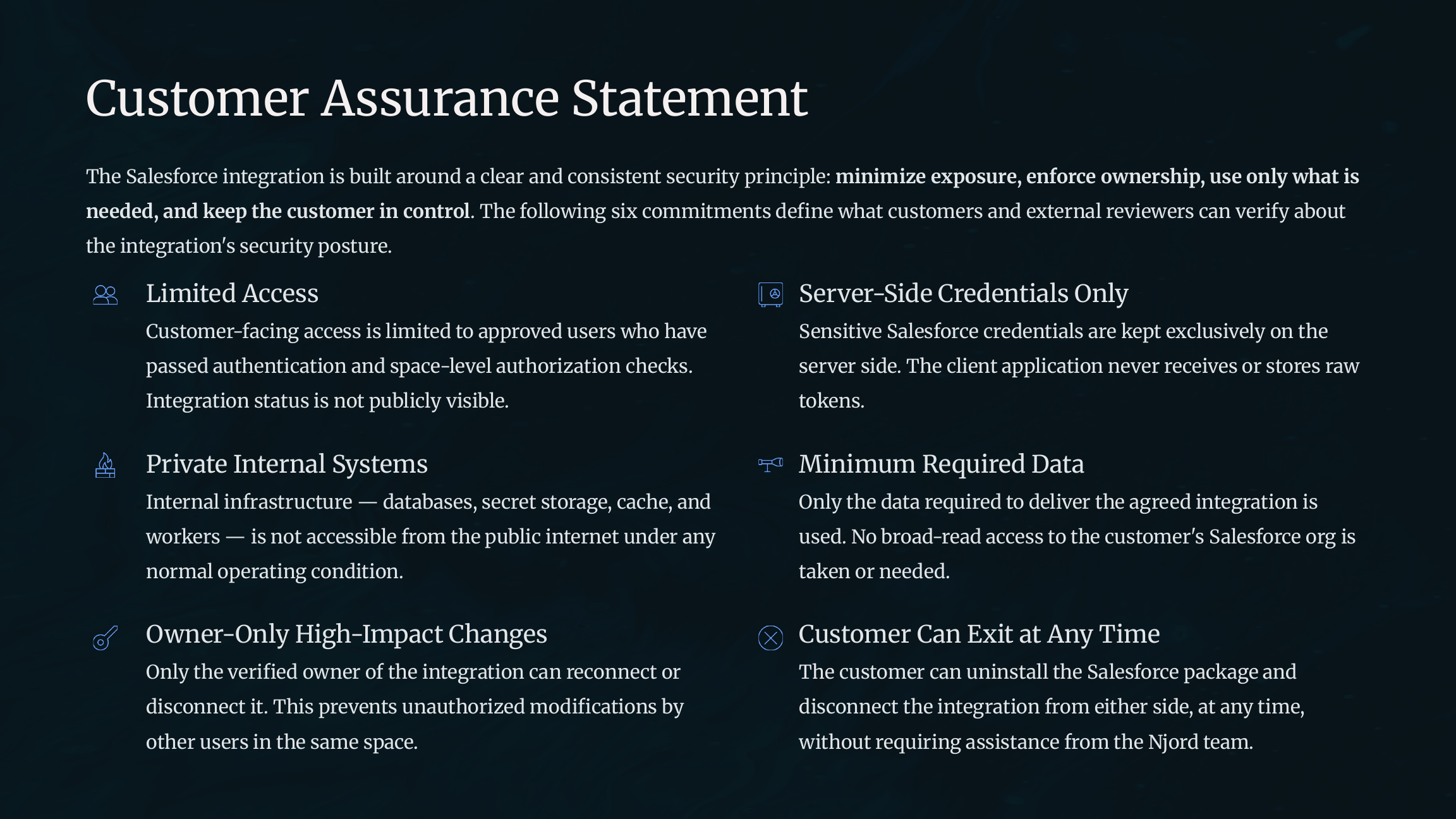 Salesforce customer assurance statement