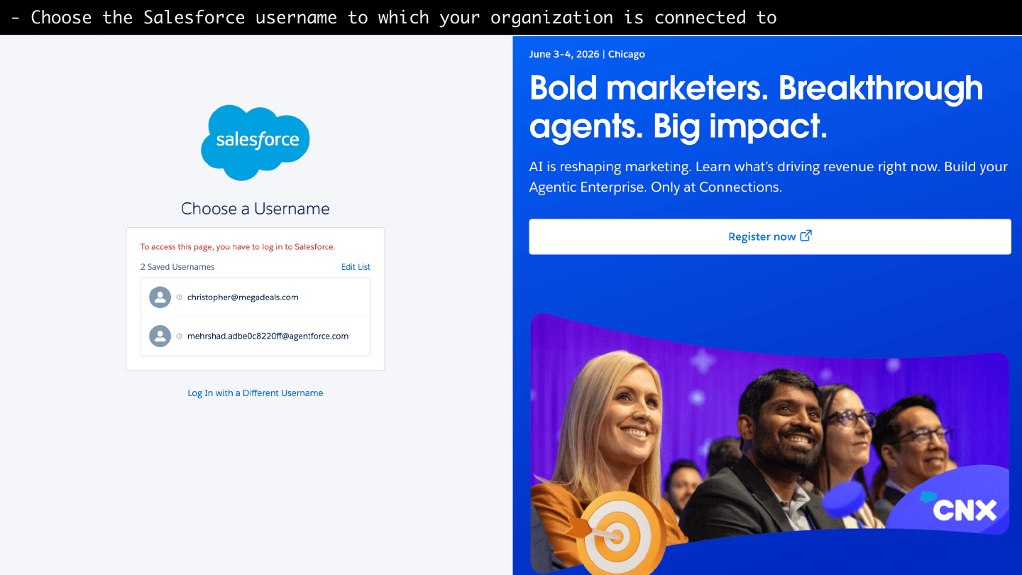 Salesforce username selection