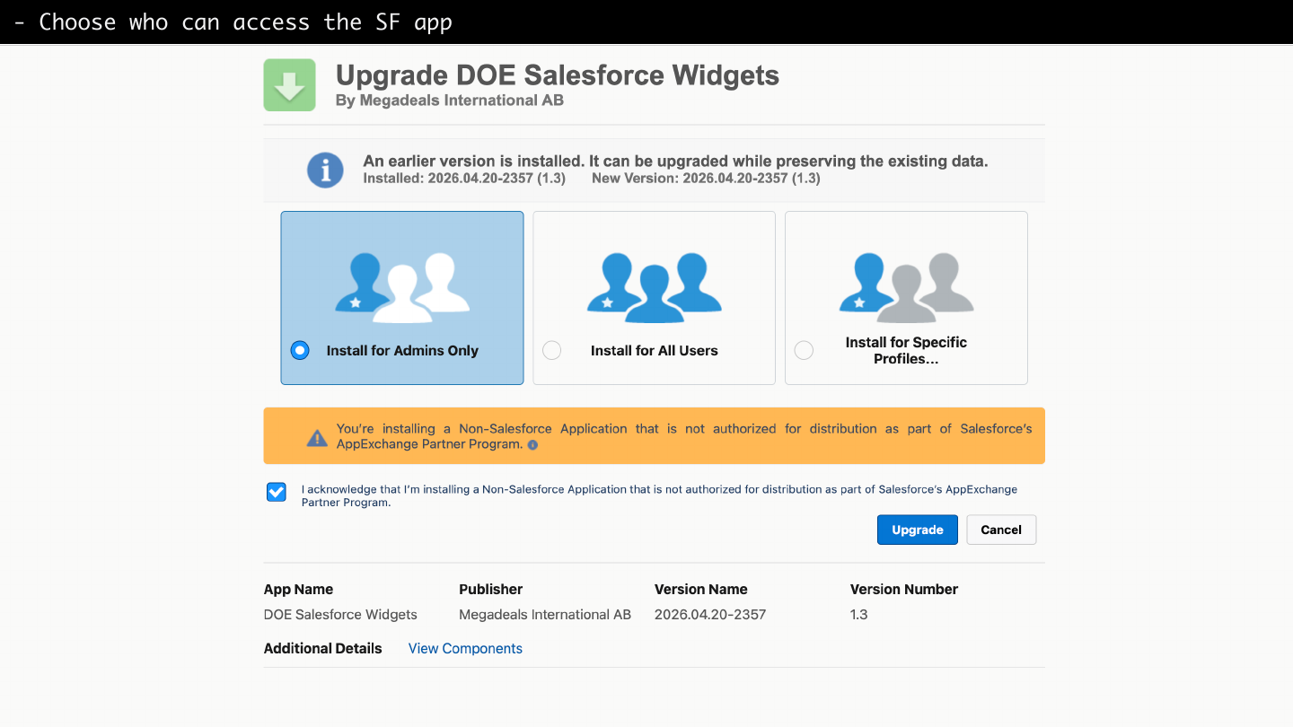 Salesforce package access options