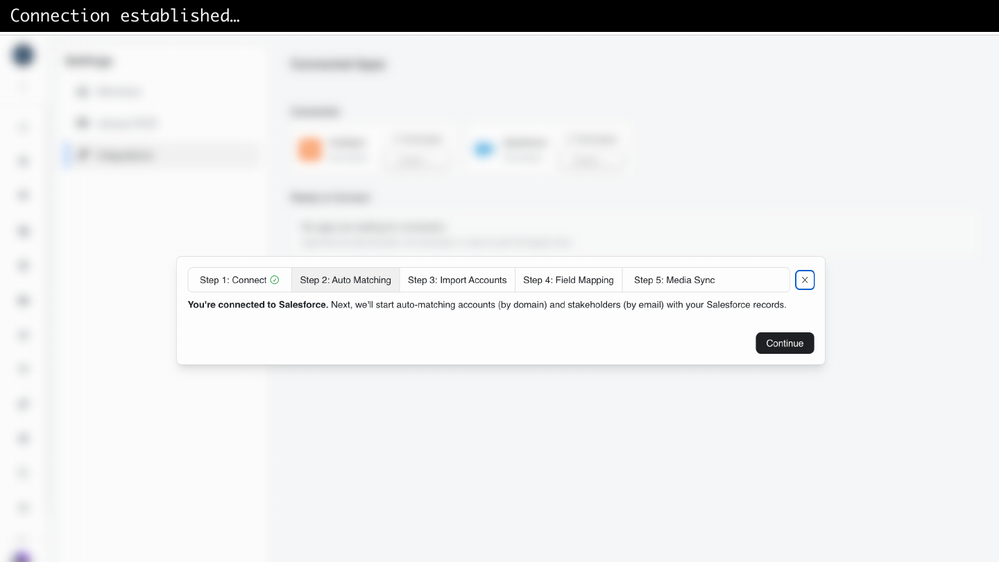Salesforce connection established in DOE