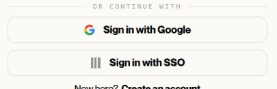 Google and SSO sign-in options
