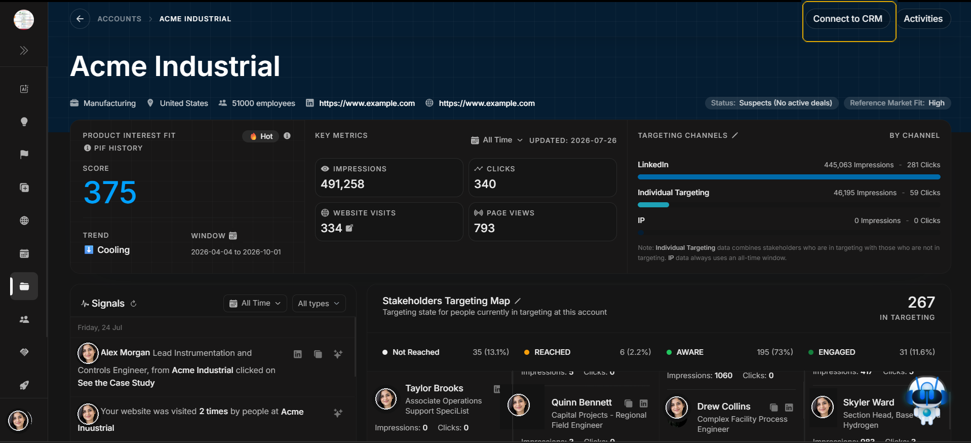 Connect to CRM button