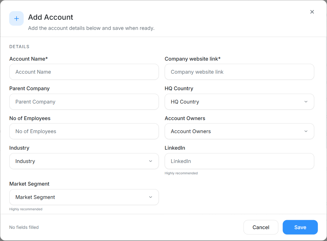 Add account modal