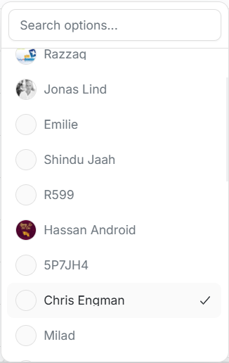 Owners dropdown