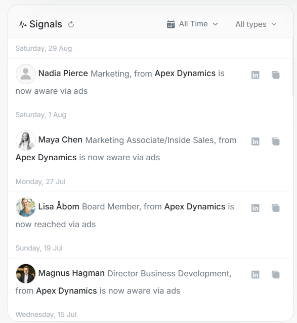 Account signals feed