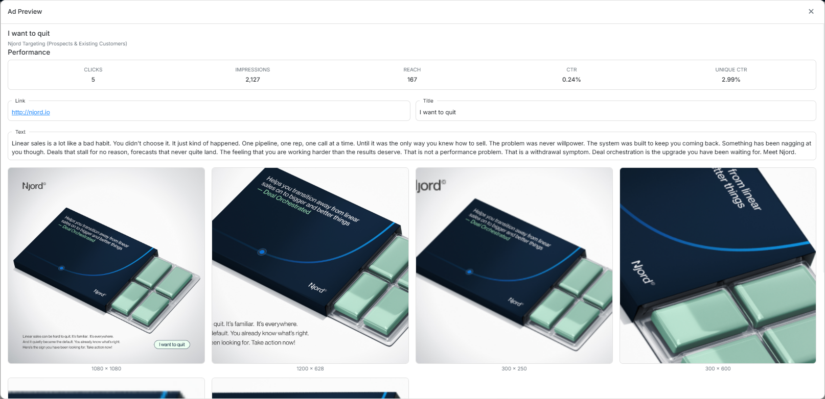 Account ad preview modal