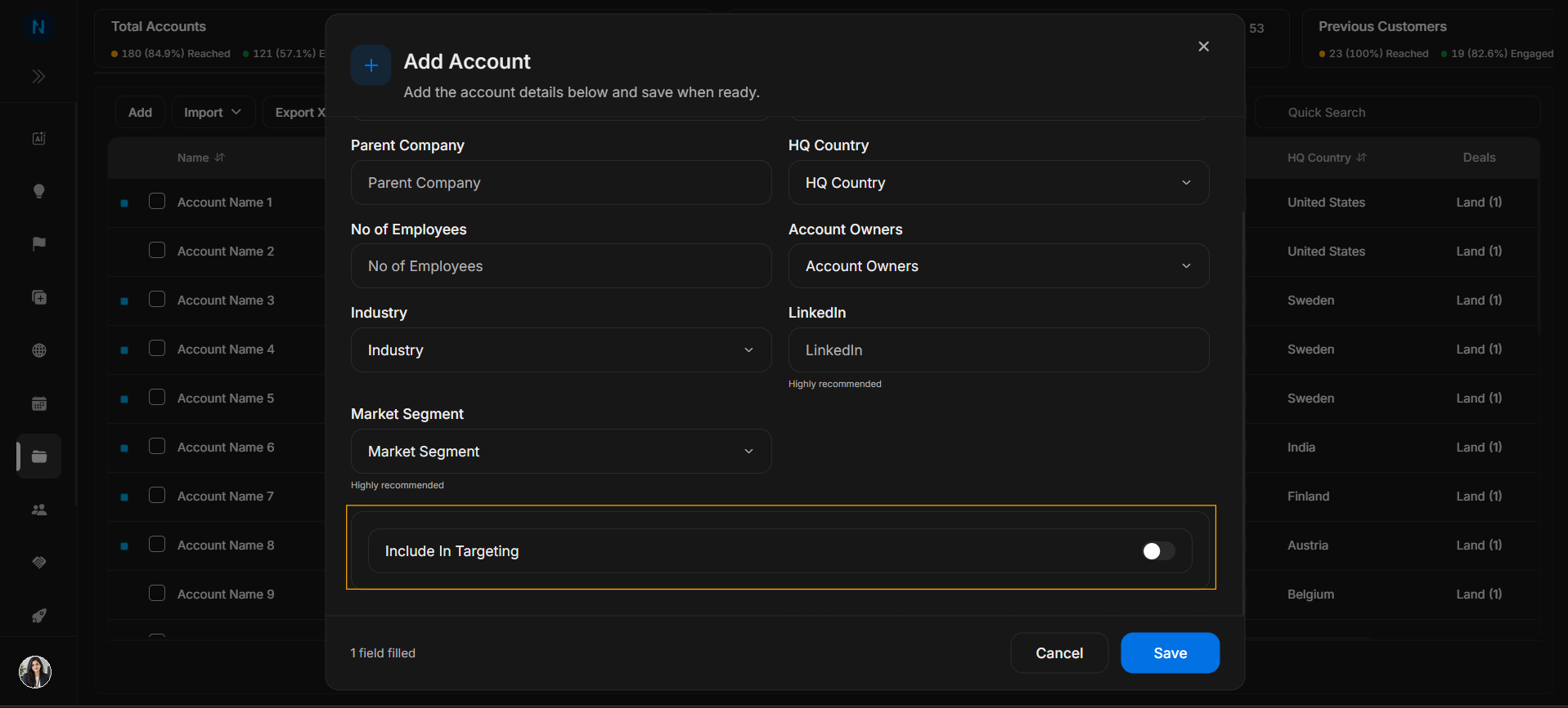 Add Account activation techniques