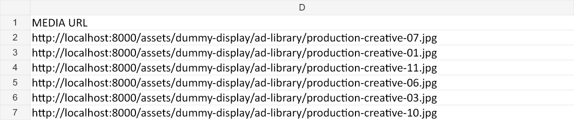 Example XLSX: MEDIA URL column