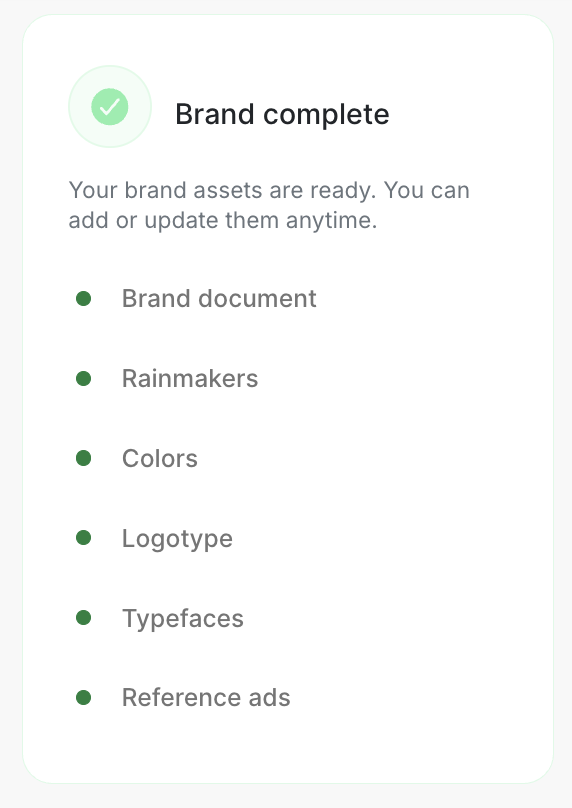 Brand Progress card