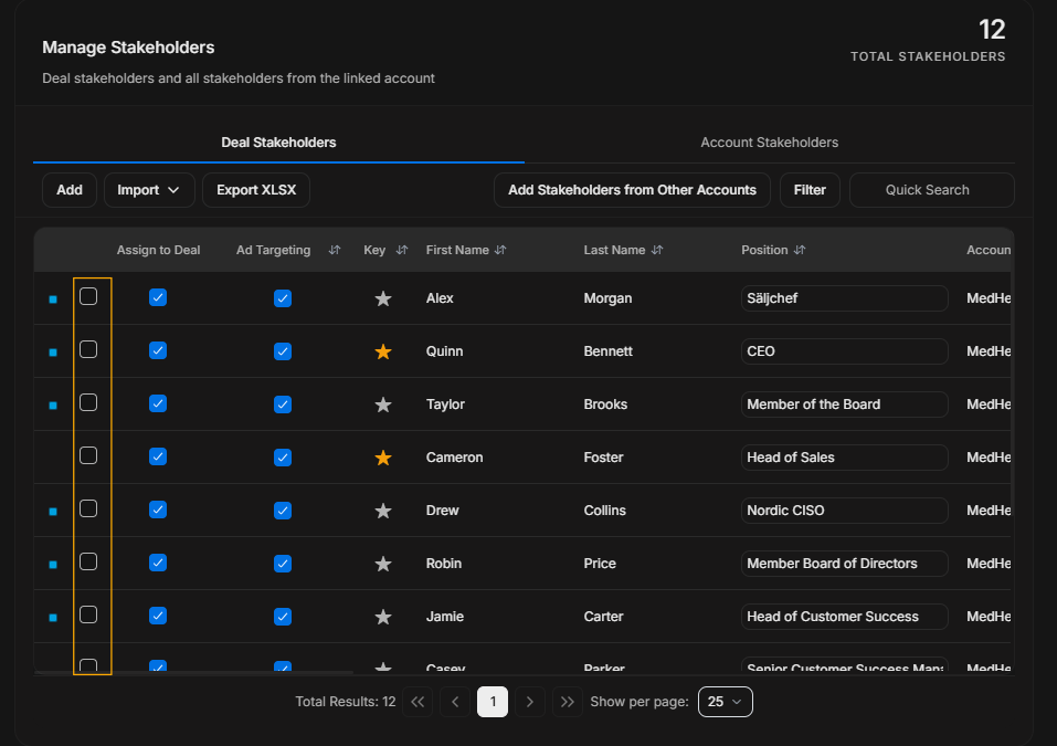 Assign checkboxes