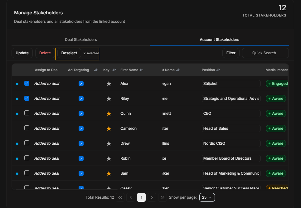 Deselect highlighted