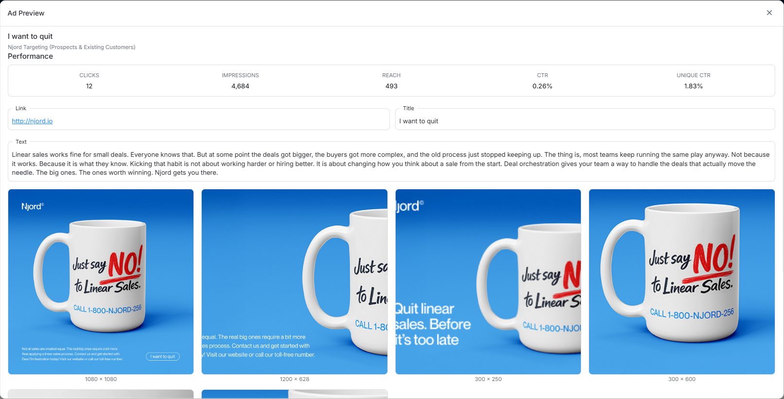 Deal ad preview dialog