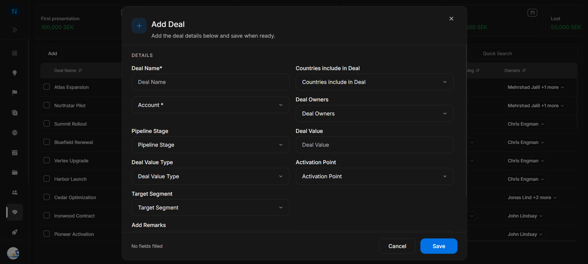 Add Deal modal