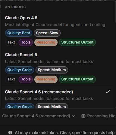 Njord AI model picker