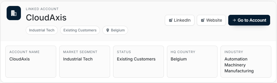 Stakeholder linked account card