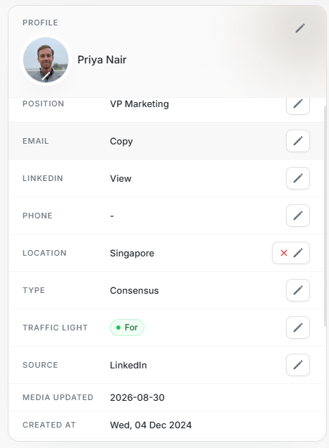 Stakeholder profile and linked account