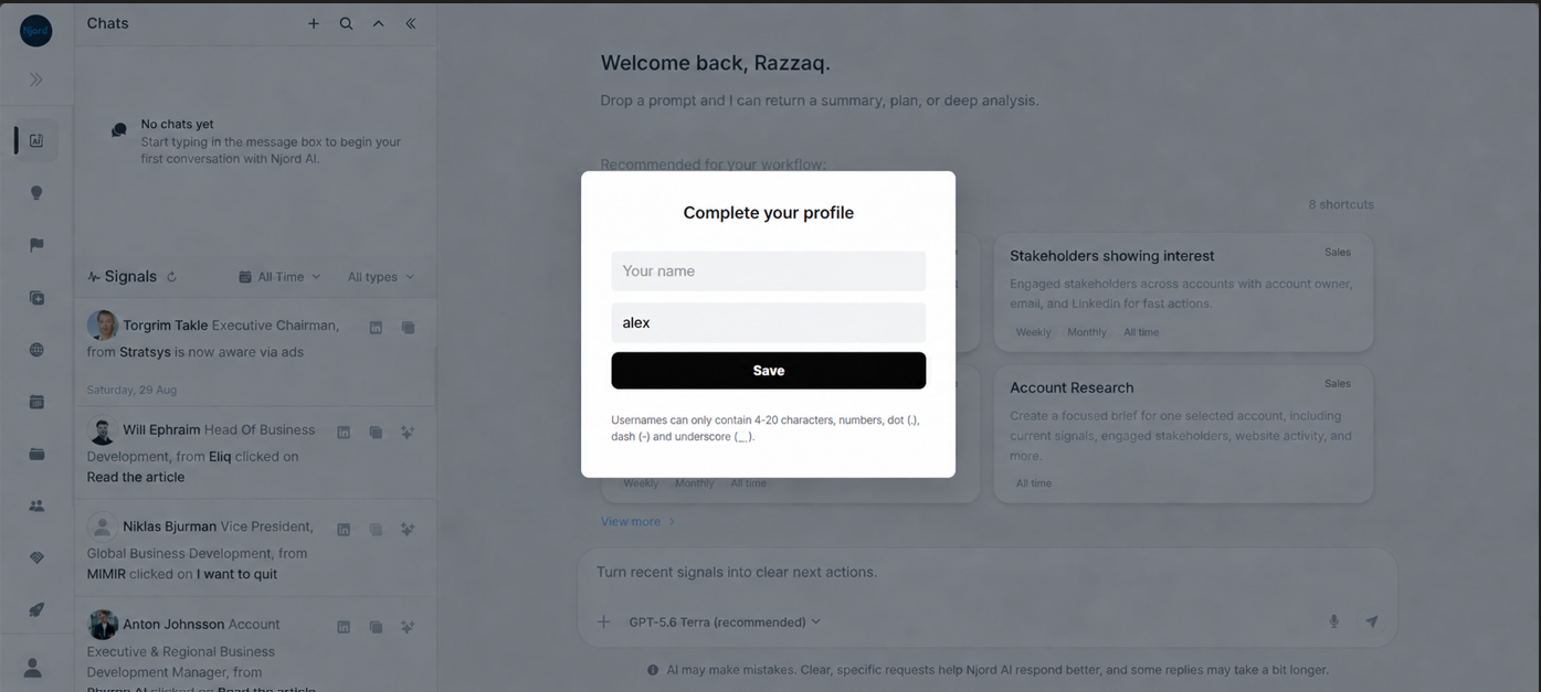 Complete profile screen