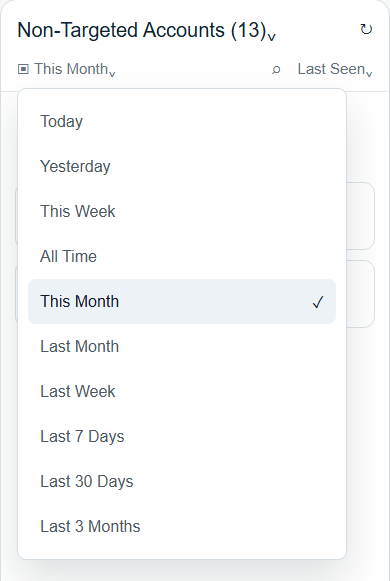 Website date range menu